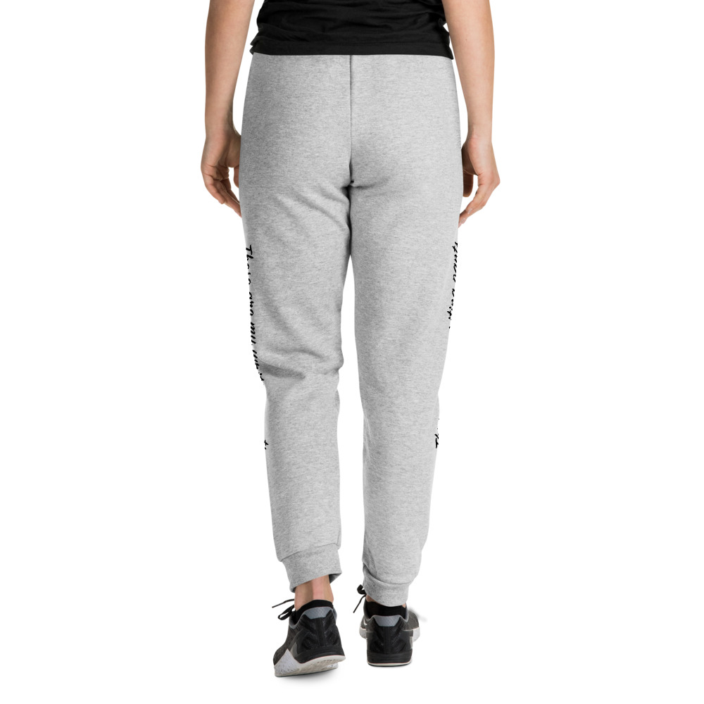joggers with writing on the front